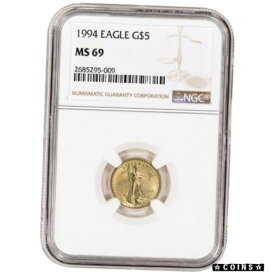【極美品/品質保証書付】 アンティークコイン コイン 金貨 銀貨 [送料無料] 1994 American Gold Eagle 1/10 oz $5 - NGC MS69