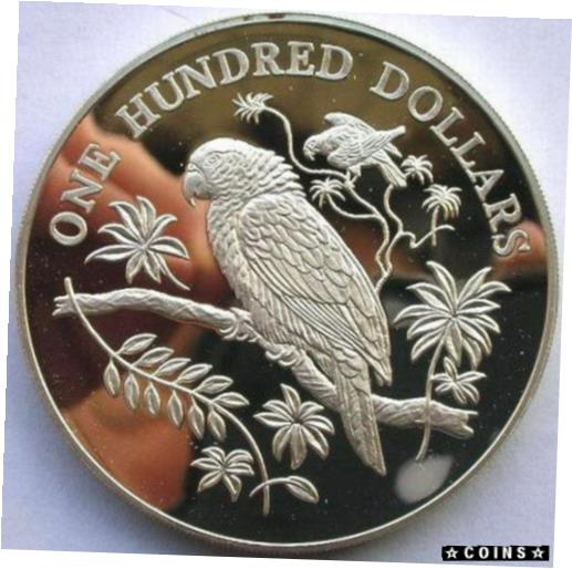  アンティークコイン コイン 金貨 銀貨  [送料無料] Dominica 1988 Tropical Birds 100 Dollar 3.85oz Silver Coin,Proof