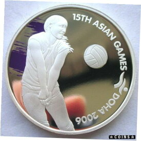 【極美品/品質保証書付】 アンティークコイン コイン 金貨 銀貨 [送料無料] Qatar 2006 Volleyball 10 Riyals 1oz Silver Coin,Proof