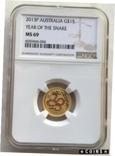 アンティークコイン コイン 金貨 銀貨 [送料無料] Australia 2013 Year of Snake 15 Dollars NGC MS69 1/10oz Gold Coinのサムネイル