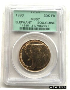 ԓMjA 1993 Gt@g PCGS MS67 1IX ݁A! #gct-wr-4374-1163 Equatorial Guinea 1993 Elephant PCGS MS67 1oz Gold Coin,Rare! #gct-wr-4374-1163