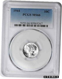 【極美品/品質保証書付】 アンティークコイン コイン 金貨 銀貨 [送料無料] 1944 Mercury Silver Dime MS66 PCGS