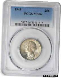 【極美品/品質保証書付】 アンティークコイン コイン 金貨 銀貨 [送料無料] 1945 Washington Silver Quarter MS66 PCGS