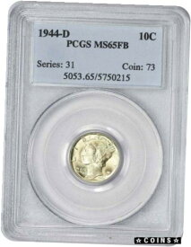 【極美品/品質保証書付】 アンティークコイン コイン 金貨 銀貨 [送料無料] 1944-D Mercury Silver Dime MS65FB PCGS