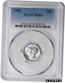 【極美品/品質保証書付】 アンティークコイン コイン 金貨 銀貨 [送料無料] 1945 Mercury Silver Dime MS65 PCGS