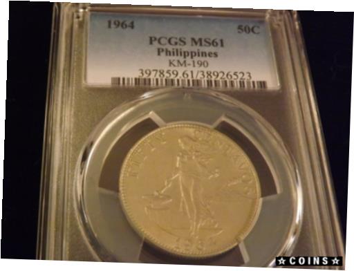  アンティークコイン コイン 金貨 銀貨  [送料無料] 1964 50C Philippines PCGS MS 61