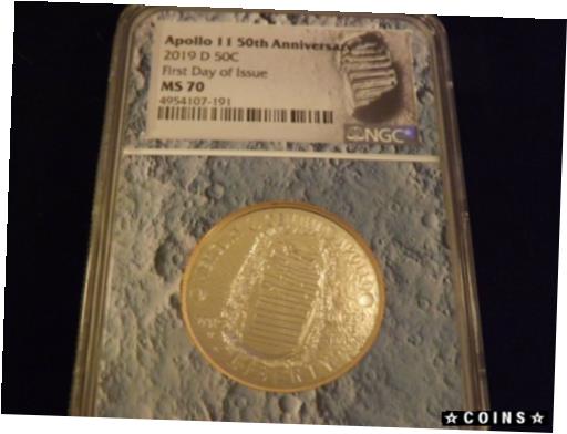  アンティークコイン コイン 金貨 銀貨  [送料無料] 2019-D Apollo II 50Th Anniversary First Day Of Issue NGC MS 70