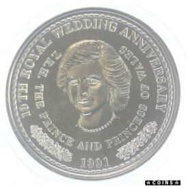 【極美品/品質保証書付】 アンティークコイン コイン 金貨 銀貨 [送料無料] Turks and Caicos 10th royal wedding anniversary 1991 coin