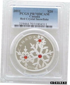 2011 Ji_ XtXL[ NX^ Xm[t[N bh $20 Vo[ v[t 1 IX RC PCGS PR70 #sct-wr-4379-297 2011 Canada Swarovski Crystal Snowflake Red $20 Silver Proof 1oz Coin PCGS PR70 #sct-wr-4379
