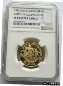 【極美品/品質保証書付】 アンティークコイン コイン 金貨 銀貨 [送料無料] Solomon 1982 Battle of Guadalcanal 100 Dollars Gold Coin,Mtg 311pcs,Rare