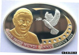 【極美品/品質保証書付】 アンティークコイン コイン 金貨 銀貨 [送料無料] Cook 2008 Pope Peace Dove Gold Plated 5 Dollars Silver Coin,Proof