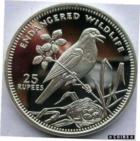 【極美品/品質保証書付】 アンティークコイン コイン 金貨 銀貨 [送料無料] Seychelles 1993 Magpie Robin 25 Rupees Silver Coin,Proof