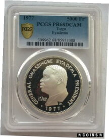 【極美品/品質保証書付】 アンティークコイン コイン 金貨 銀貨 [送料無料] Togo 1977 General Eyadema 5000 Francs PCGS PR68 Silver Coin,Proof