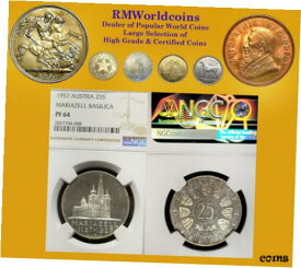 【極美品/品質保証書付】 アンティークコイン コイン 金貨 銀貨 [送料無料] Austria 1957 25 Shillings, Superb Cameo Proof, NGC PF 64, Mintage 1,000 coins
