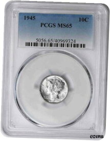 【極美品/品質保証書付】 アンティークコイン コイン 金貨 銀貨 [送料無料] 1945 Mercury Silver Dime MS65 PCGS