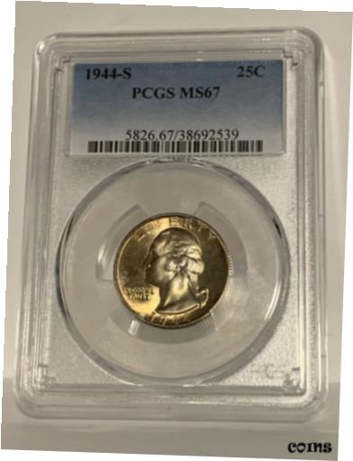 アンティークコイン コイン 金貨 銀貨 [送料無料] 1944-S Washington Quarter Silver 25C PCGS MS 67!のサムネイル