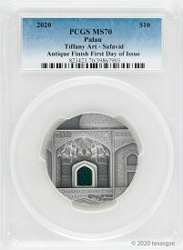 【極美品/品質保証書付】 アンティークコイン コイン 金貨 銀貨 [送料無料] 2020 $10 Palau Tiffany Art Safavid 2oz 999 Silver PCGS MS70 First Day of Issue