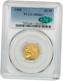 【極美品/品質保証書付】 アンティークコイン 硬貨 1908年 $2 1/2 PCGS/CAC MS66+ レジストリ品質 - 2.50 インドゴールドコイン- show original title [送料無料] #oot-wr-5582-129