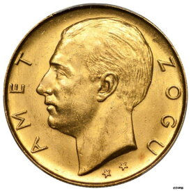 【極美品/品質保証書付】 アンティークコイン 硬貨 Albania 1927-R Zog 1 ゴールド 100 フランガ PCGS MS-63 鋳造 ： 5,000- show original title [送料無料] #oot-wr-5647-73