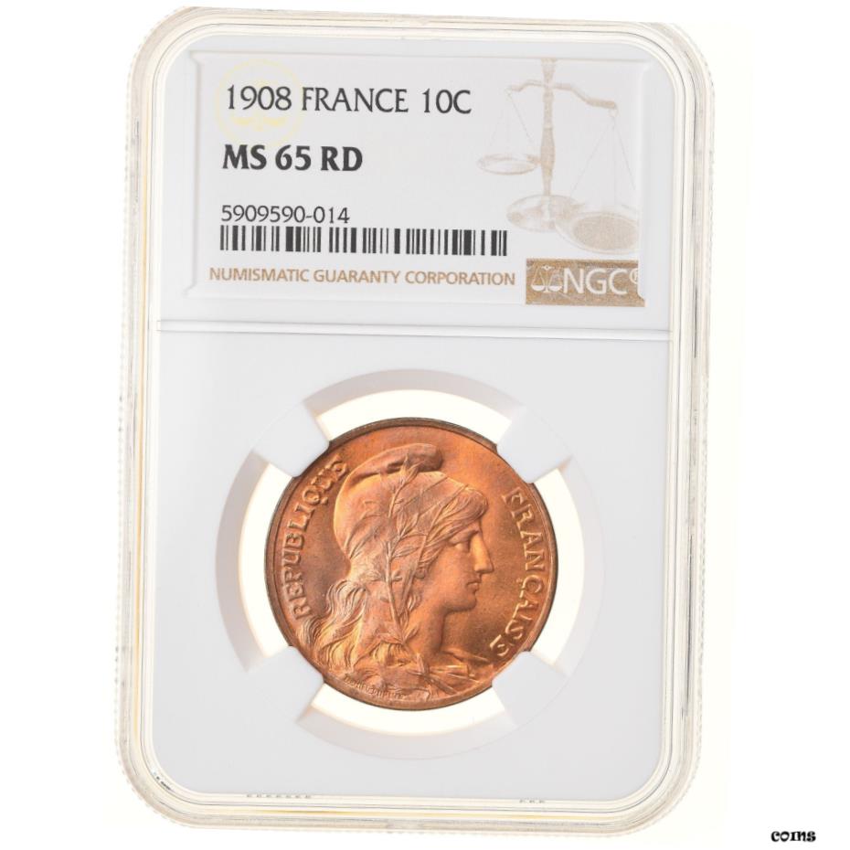 アンティークコイン コイン 金貨 銀貨 [送料無料] [#878838] Coin France Dupuis 10 Centimes 1908 Paris NGC MS65RD