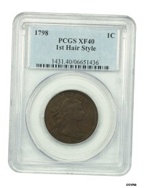 【極美品/品質保証書付】 アンティークコイン 硬貨 1798 1c PCGS XF40 (1st Hair Style) - ドレープバストラージ セント (1796-1807)- show original title [送料無料] #oot-wr-5671-291