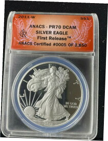【極美品/品質保証書付】 アンティークコイン コイン 金貨 銀貨 [送料無料] 2011 W プルーフ アメリカン シルバー イーグル ANACS PR 70 DCAM フリスト リリース #5/2850- show original title