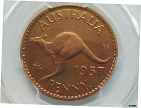 【極美品/品質保証書付】 アンティークコイン コイン 金貨 銀貨 [送料無料] Australia. 1957 Perth - Penny.. Proof - Matte finish.. PCGS PR 63RB