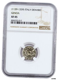 【極美品/品質保証書付】 アンティークコイン コイン 金貨 銀貨 [送料無料] 1139-1339 イタリア ジェノヴァ共和国 シルバー デナロ NGC XF45 SKU45802- show original title