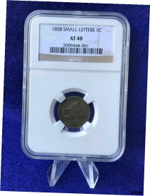 【極美品/品質保証書付】 アンティークコイン コイン 金貨 銀貨 [送料無料] 1858年 スモール レター フライング イーグル セント 1c ペニー * NGC XF40 超高品質 *- show original title