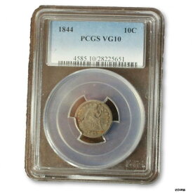 【極美品/品質保証書付】 アンティークコイン コイン 金貨 銀貨 [送料無料] 1844 自由の女神座像ダイム PCGS VG10 *** Rev Tye's Coin Stache *** #5651266- show original title