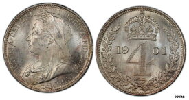 GR BRITAIN Victoria. 1901 ARマウンディセット PCGS PL65-PL66 KM MDS157; S-3943GR BRITAIN Victoria. 1901 AR Maundy Set PCGS PL65-PL66 KM MDS157; S-3943