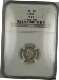 1881年 プルーフ 1セント ペニー パターン コイン J-1665 NGC PF-64 WW-Like Liberty V ニッケル1881 Proof One Cent Penny Pattern Coin J-1665 NGC PF-64 WW-Like Liberty V Nickel