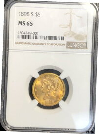 【極美品/品質保証書付】 1898 S $5 ハーフイーグルMS 65 NGC 美しいルースター 、 非常にオリジナル ！- show original title