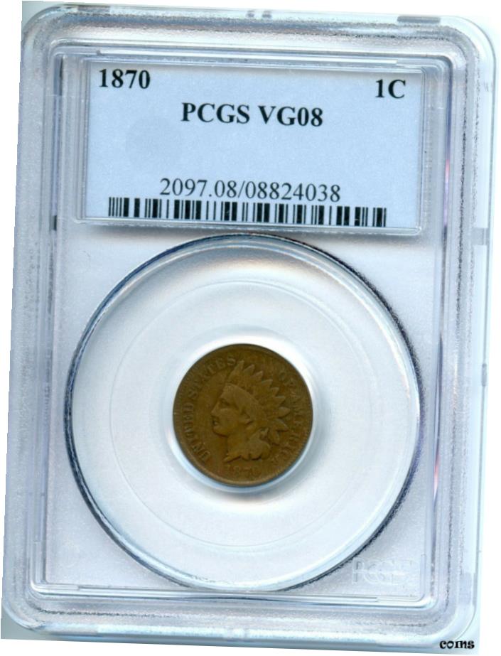 アンティークコイン コイン 金貨 銀貨 [送料無料] 1870年 インドセント PCGS 認定 VG8- show original title