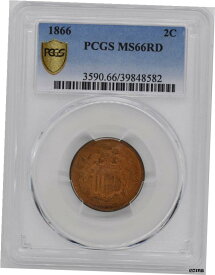 【極美品/品質保証書付】 1866年 2C PCGS MS 66 RD- show original title