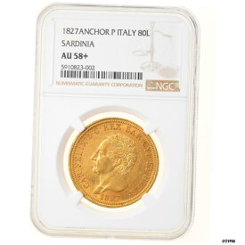 【極美品/品質保証書付】 [#906837] Coin, ITALIAN STATES, SARDINIA, Carlo Felice, 80 Lire, 1827, Genoa