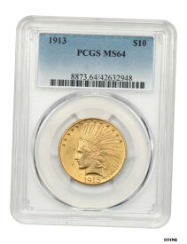 【極美品/品質保証書付】 1913年 $10 PCGS MS64-グレートタイプコイン-インドイーグル-ゴールドコイン- show original title