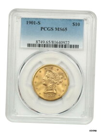 【極美品/品質保証書付】 1901年-S $10 PCGS MS65-素晴らしい宝石 ！ - リバティイーグル-ゴールドコイン- show original title