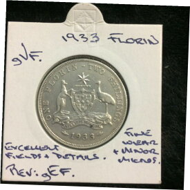 【極美品/品質保証書付】 アンティークコイン コイン 金貨 銀貨 [送料無料] 1933 Australian Florin gVF