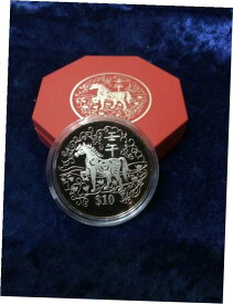 【極美品/品質保証書付】 アンティークコイン コイン 金貨 銀貨 [送料無料] 2002 Singapore $10 Dollars Year Of Horse Red Case Copper Nickel Coin