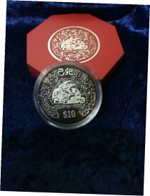 【極美品/品質保証書付】 アンティークコイン コイン 金貨 銀貨 [送料無料] 1999 Singapore $10 Dollars Year Of Rabbit Red Case Copper Nickel Coin