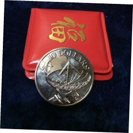 【極美品/品質保証書付】 アンティークコイン コイン 金貨 銀貨 [送料無料] 1980 Singapore $10 Satellite Unc Silver In Red Wallet