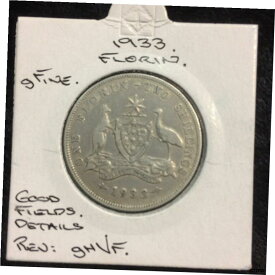 【極美品/品質保証書付】 アンティークコイン コイン 金貨 銀貨 [送料無料] 1933 Australian Florin gFine