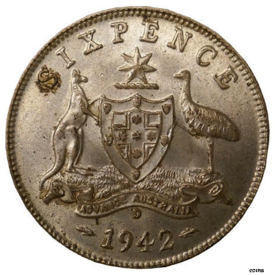 アンティークコイン コイン 金貨 銀貨 [送料無料] 1942 D Australia King George VI Sixpence Silver Coin 0