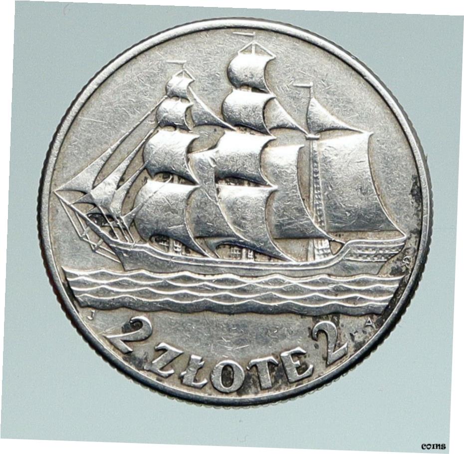 アンティークコイン コイン 金貨 銀貨 [送料無料] 1936年 ポーランド イーグル 船 Gdynia Seaport OLD Silver 2 Zlotych コイン i90911- show original titleのサムネイル