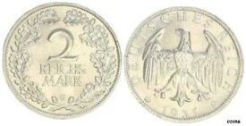 【極美品/品質保証書付】 アンティークコイン コイン 金貨 銀貨 [送料無料] Weimar 2 Mark J.320 1931 G Seltenes Year / Mzz. Prfr St