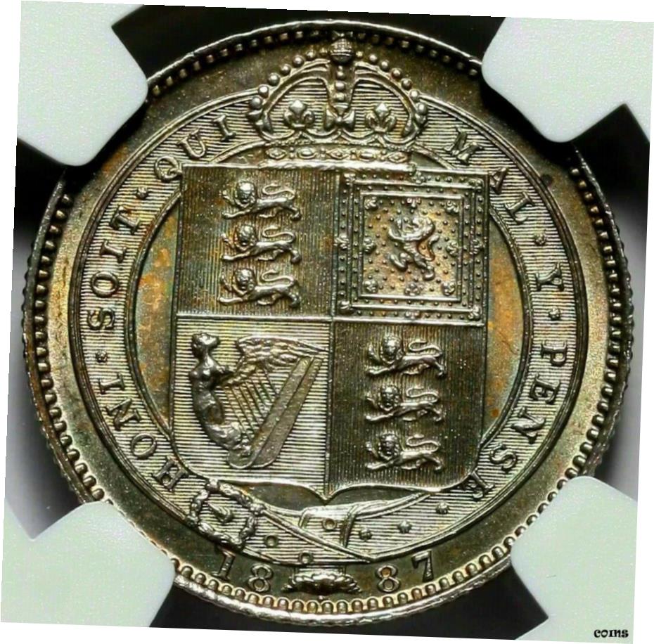 アンティークコイン コイン 金貨 銀貨 [送料無料] ~1887 Victoria: Silver Shilling - MS63 NGC.のサムネイル