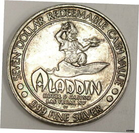 【極美品/品質保証書付】 アンティークコイン コイン 金貨 銀貨 [送料無料] $7 Aladdin Casino silver gaming token ALI BABA 24.8 grams 999 pure silver