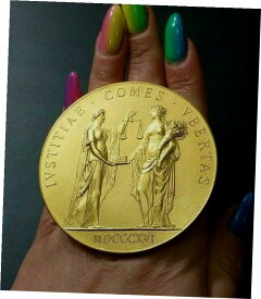 1948年法務省（フランス）アールデコ調金メッキ銀公式勲章1948 Ministry of Justice (France) Art Deco Gold Plated Silver Official Medal
