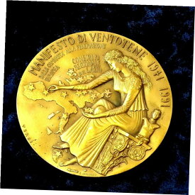 【極美品/品質保証書付】 アンティークコイン コイン 金貨 銀貨 [送料無料] 第二次世界大戦1941年 イタリアの囚人メダル Ventotene Manifesto Genius Veroi- show original title